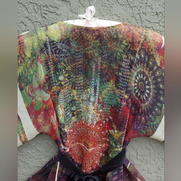 NWT ONE WORLD Bahia Green Boho Mandala Multicolor Shirt Wrap Around Belt Small - Picture 4 of 13